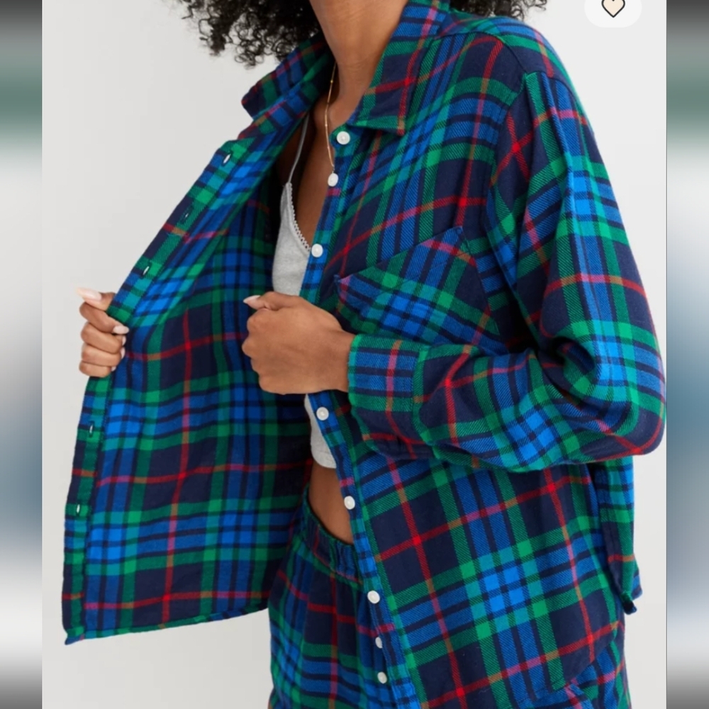 Aerie Flannel Pajama plaid Scottish pattern pj top shirt medium